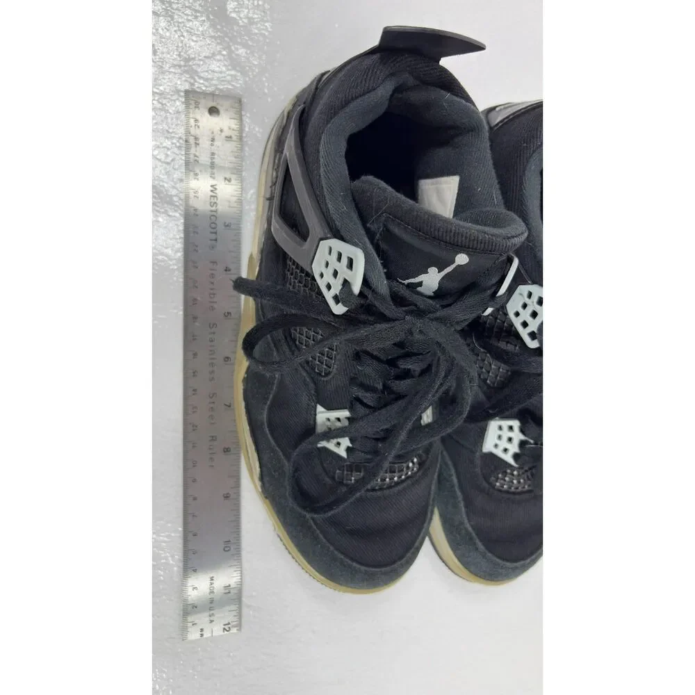 Nike Air Jordan 4 Retro Black Canvas Sneakers Mens Size 8.5
